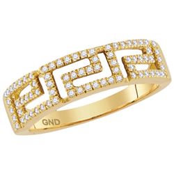 10kt Yellow Gold Womens Round Diamond Greek Key Band Ri