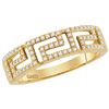 Image 1 : 10kt Yellow Gold Womens Round Diamond Greek Key Band Ri