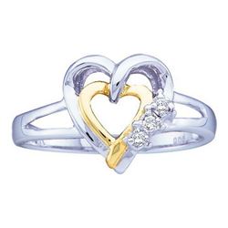 925 Sterling Silver White 0.03CTW DIAMOND HEART RING