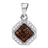 Image 1 : 10KT White Gold 0.25CTW COGNAC DIAMOND MICRO-PAVE PENDA