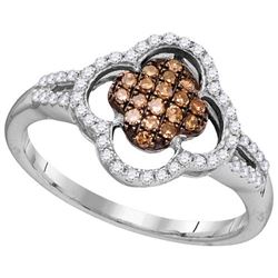 10KT White Gold 0.33CTW COGNAC DIAMOND FASHION RING