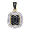 Image 1 : 10K Yellow-gold 0.50CTW BLACK DIAMOND MICRO-PAVE PENDAN