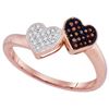 Image 1 : 10KT Rose Gold 0.10CW DIAMOND MICRO-PAVE HEART RING