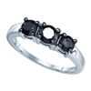 Image 1 : 10KT White Gold 1.04CTW BLACK DIAMOND MICRO-PAVE RING