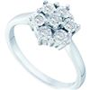 Image 1 : 925 Sterling Silver White 0.10CTW DIAMOND FLOWER RING