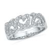 Image 1 : 10KT White Gold 0.20CTW DIAMOND HEART BAND