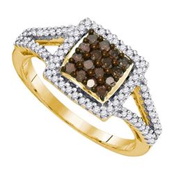 10K Yellow-gold 0.50CTW COGNAC DIAMOND FASHION RING