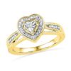 Image 1 : 10K Yellow-gold 0.03CTW DIAMOND FASHION HEART RING