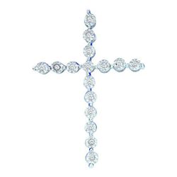 925 Sterling Silver White 0.12CTW DIAMOND CROSS PENDANT