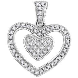 925 Sterling Silver White 0.11CTW DIAMOND HEART PENDANT