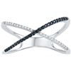 Image 1 : Sterling Silver Womens Black Colored Diamond Crossover