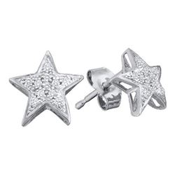 10KT White Gold 0.05CTW DIAMOND MICRO PAVE STAR EARRING