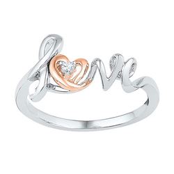 10KT White Gold Two Tone 0.02CTW DIAMOND FASHION RING