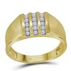 Image 1 : 10kt Yellow Gold Mens Round Channel-set Diamond Triple