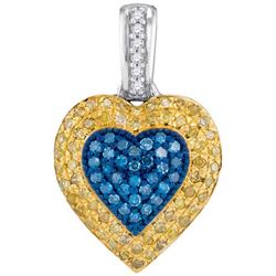 10KT White Gold 0.25CTW-Diamond MICRO-PAVE HEART PENDAN