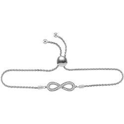 Sterling Silver Womens Round Diamond Infinity Bolo Adju