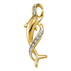 10KT Yellow Gold Two Tone 0.05CTW DIAMOND DOLPHIN LADIE