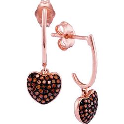 10KT Rose Gold 0.25CTW RED DIAMOND MICRO-PAVE EARRING