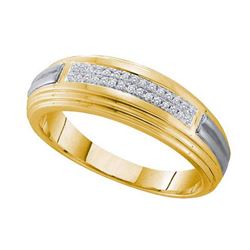 10KT Yellow Gold Two Tone 0.10CT DIAMOND FASHION BAND