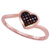 Image 1 : 10KT Rose Gold 0.05CTW DIAMOND MICRO-PAVE HEART RING