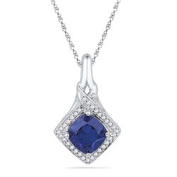 10kt White Gold Womens Round Lab-Created Blue Sapphire