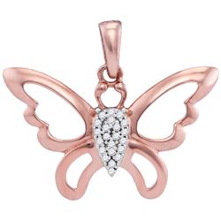 10kt Rose Gold Womens Round Natural Diamond Butterfly B