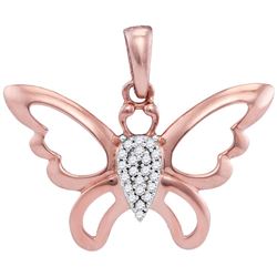 10kt Rose Gold Womens Round Natural Diamond Butterfly B