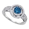 Image 1 : 10KT White Gold 0.35CTW BLUE DIAMOND MICRO-PAVE RING