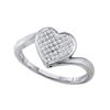 Image 1 : 925 Sterling Silver White 0.10CT DIAMOND HEART RING