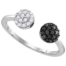 Sterling Silver Womens Round Black Colored Diamond Clus