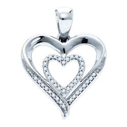 925 Sterling Silver White 0.10CTW DIAMOND HEART PENDANT