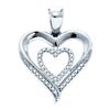 Image 1 : 925 Sterling Silver White 0.10CTW DIAMOND HEART PENDANT