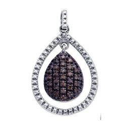 925 Sterling Silver White 0.40CTW COGNAC DIAMOND LADIES