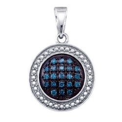 925 Sterling Silver White 0.20CTW BLUE DIAMOND CIRCLE P