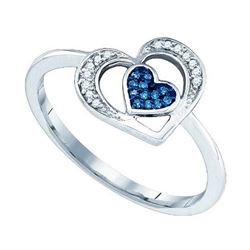 10KT White Gold 0.07CTW DIAMOND MICRO-PAVE HEART RING