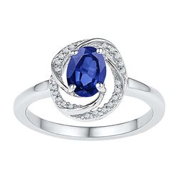 10kt White Gold Womens Oval Lab-Created Blue Sapphire S