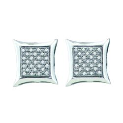 Sterling Silver Womens Round Diamond Square Kite Cluste