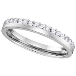 14kt White Gold Womens Round Natural Diamond Band Weddi