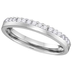 14kt White Gold Womens Round Natural Diamond Band Weddi