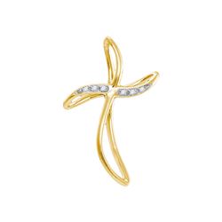 10kt Yellow Gold Womens Round Natural Diamond Cross Fai