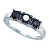 Image 1 : 10KT White Gold 1.04CTW BLACK DIAMOND MICRO-PAVE RING