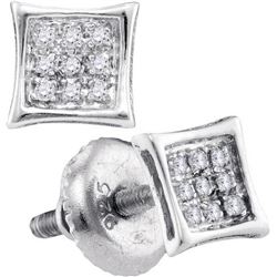 10kt White Gold Womens Round Diamond Square Kite Cluste