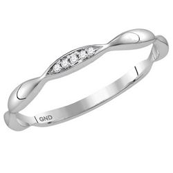 10kt White Gold Womens Round Diamond Contour Stackable