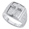 Image 1 : 10KT White Gold 0.01CTW DIAMOND MENS CROSS RING