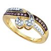 Image 1 : 10KT Yellow Gold 0.26CTW COGNAC DIAMOND LADIES HEART RI