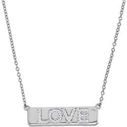 10kt White Gold Womens Round Natural Diamond Love Bar F