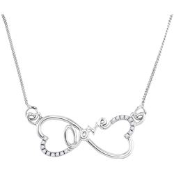 Sterling Silver Womens Round Diamond Heart Infinity Lov