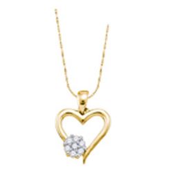 925 Sterling Silver Yellow 0.10CT DIAMOND HEART PENDANT