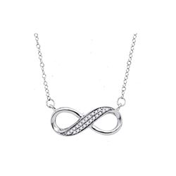 Sterling Silver Womens Round Diamond Infinity Pendant N