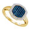 Image 1 : 10K Yellow-gold 0.33CTW BLUE DIAMOND FASHION RING